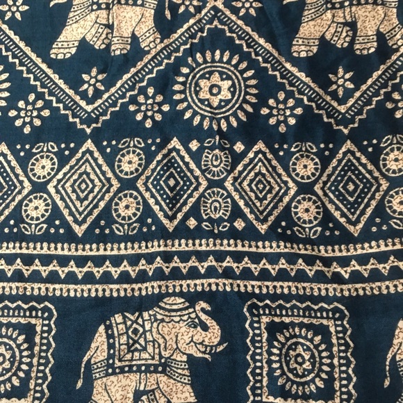 Boho/Gypsy/Harem cotton pants in aqua and cream - Picture 2 of 5